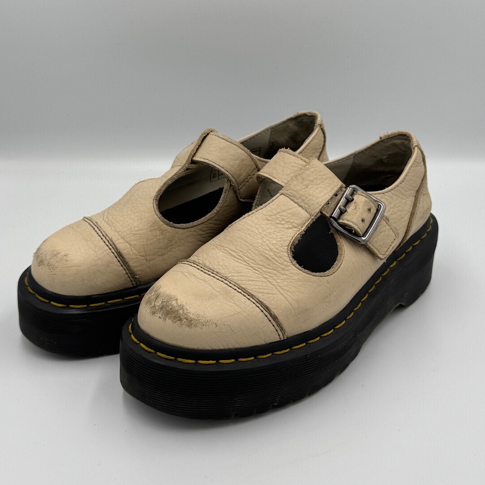 Dr. Martens Beige Bethan Platform Mary Jane Shoes Size 6 NO BOX